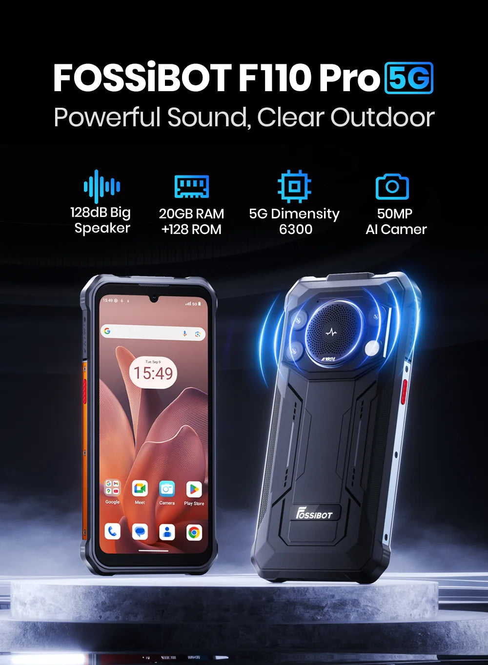 FOSSiBOT F110 Pro 128dB Speaker 6.745-inch 20+128GB MediaTek Dimensity FOSSiBOT F110 Pro 128dB Speaker 6.745-inch 20+128GB MediaTek Dimensity