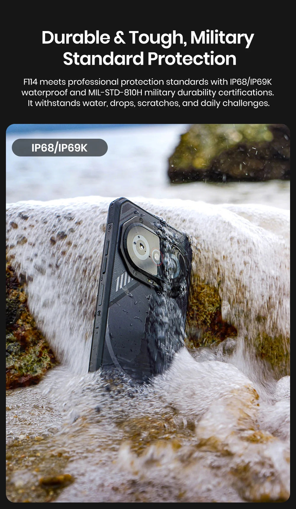 Crystal 114 Rugged FOSSiBOT F114 Rugged Smartphone, 6.67-inch, 4GB +128GB, Android 15, 50